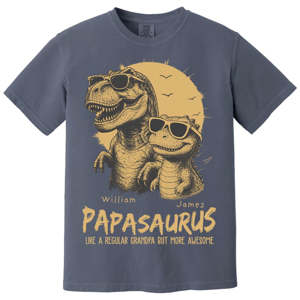 Personalized Grandpasaurus Shirt with Custom Kids Names, Funny Grandpa Family T Shirt for Papa Daddy, Father's Day Birthday Gift Hv01