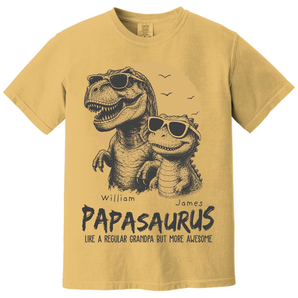 Personalized Grandpasaurus Shirt with Custom Kids Names, Funny Grandpa Family T Shirt for Papa Daddy, Father's Day Birthday Gift Hv01