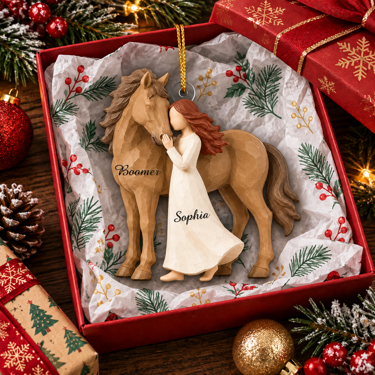 Personalized Girl And Horse Christmas Ornament, Horse Lover Gift VH01