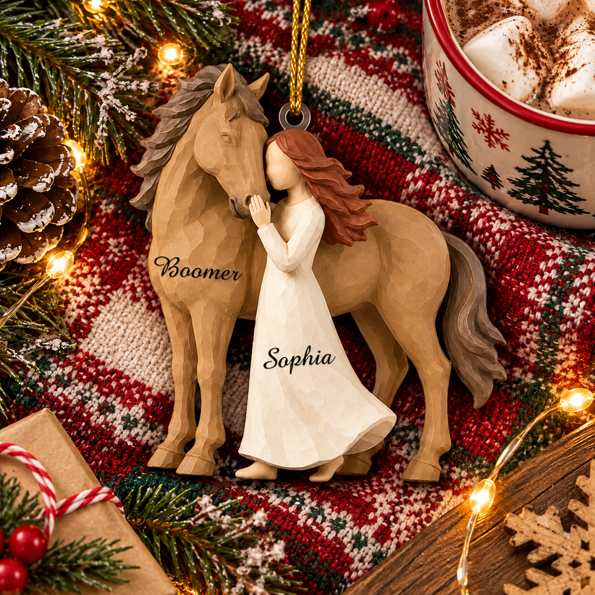 Personalized Girl And Horse Christmas Ornament, Horse Lover Gift VH01