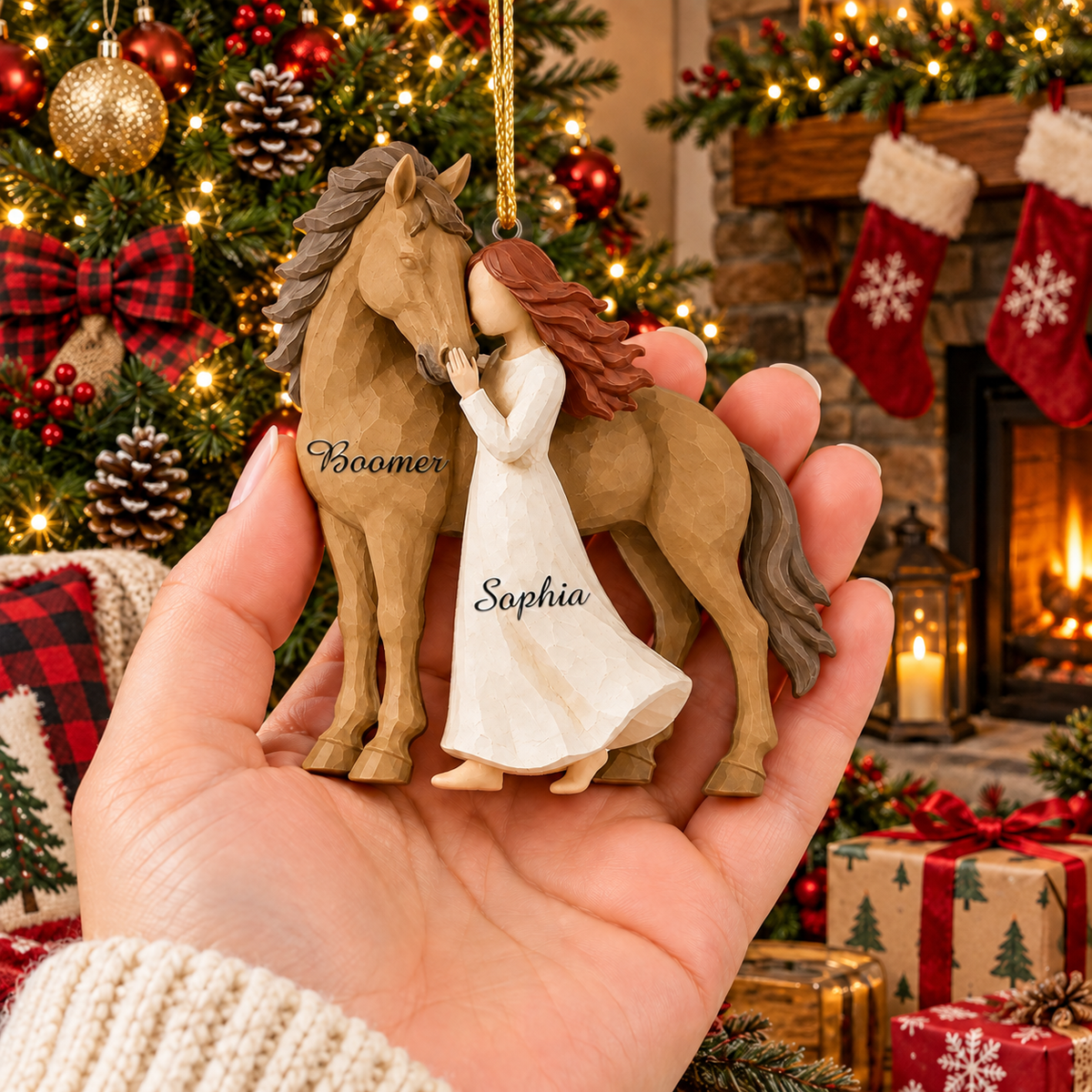 Personalized Girl And Horse Christmas Ornament, Horse Lover Gift VH01