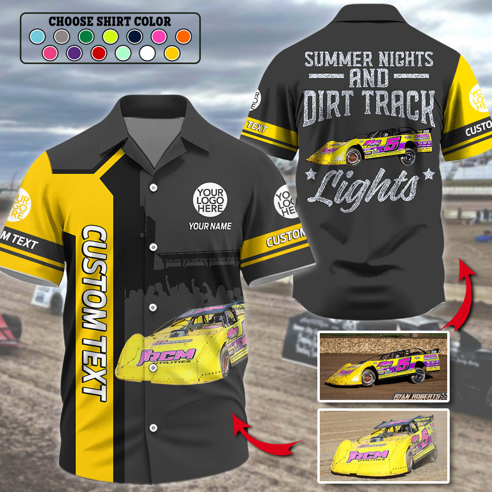 Summer Nights and Dirt Track Lights - Custom Photo Dirt Racing Shirt A2110 Do99