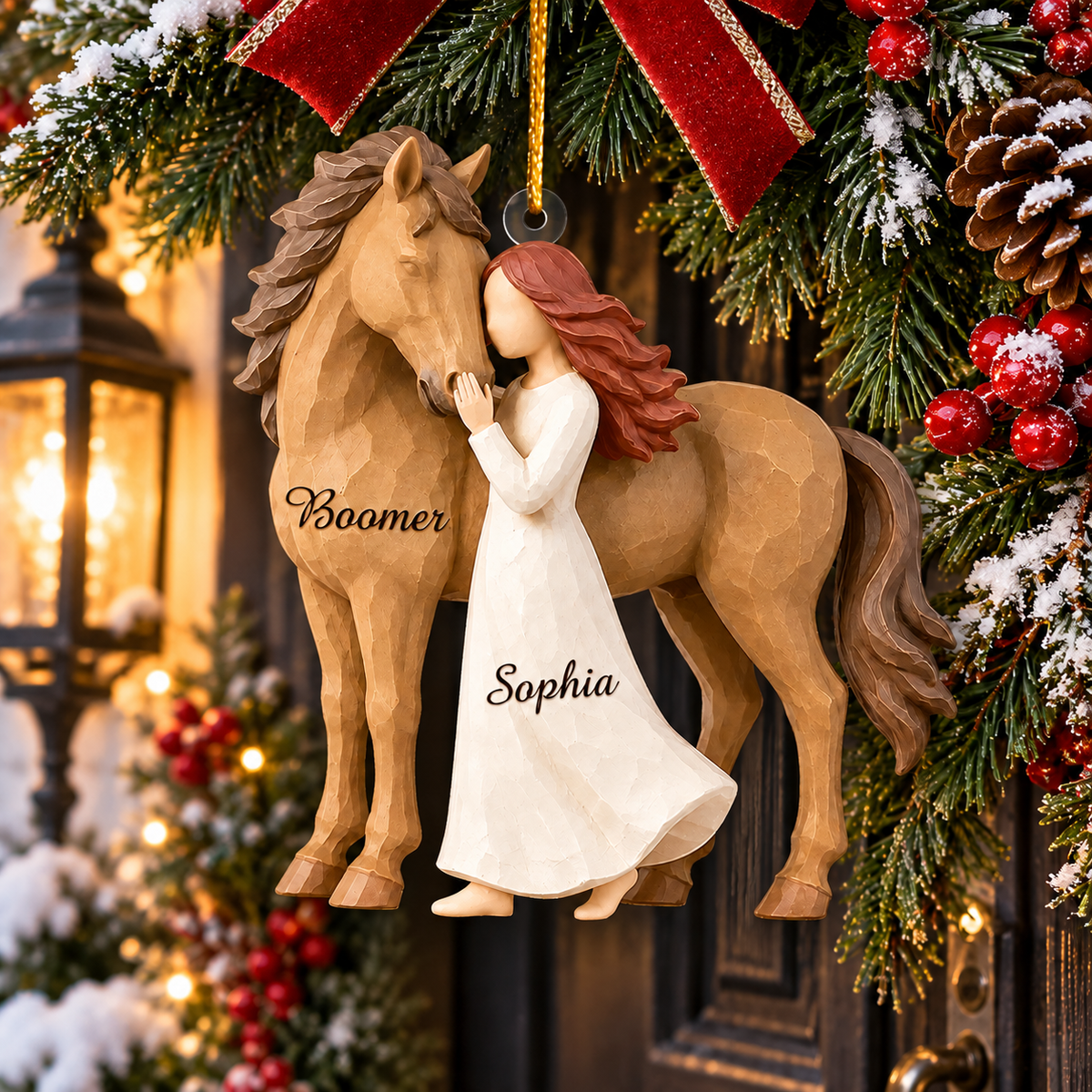Personalized Girl And Horse Christmas Ornament, Horse Lover Gift VH01