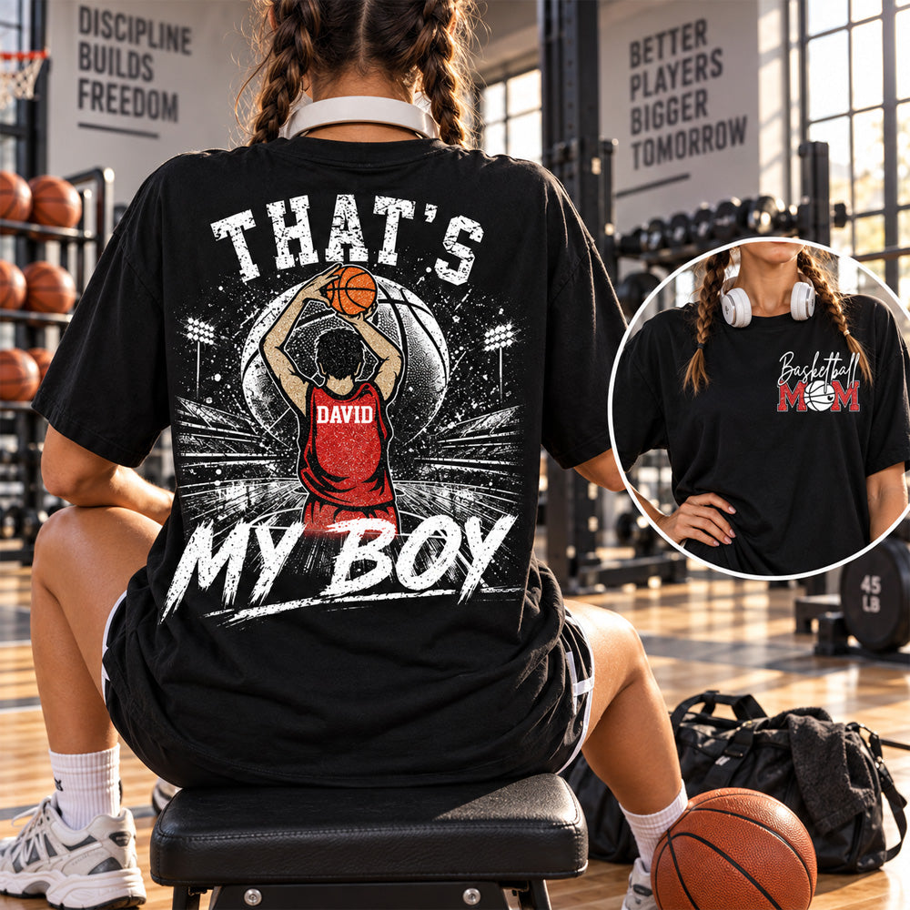 Personalized Basketball Mom Shirt, Custom Those Are My Boys T-Shirt, Team Name & Player Number Tee, Basketball Season Gift Na02 Nh00