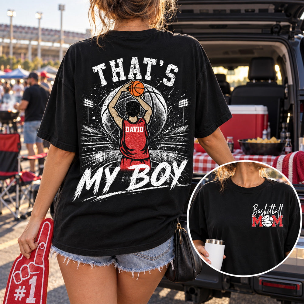 Personalized Basketball Mom Shirt, Custom Those Are My Boys T-Shirt, Team Name & Player Number Tee, Basketball Season Gift Na02 Nh00
