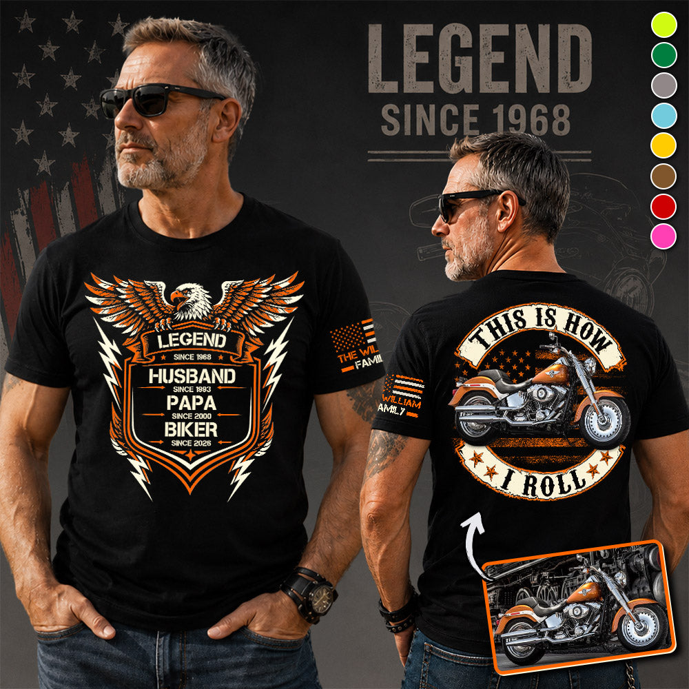 Legend, Husband, Dad And Biker -Custom Vehicle Photo Shirt - Gift for Father's Day, Biker A2110 Pt99