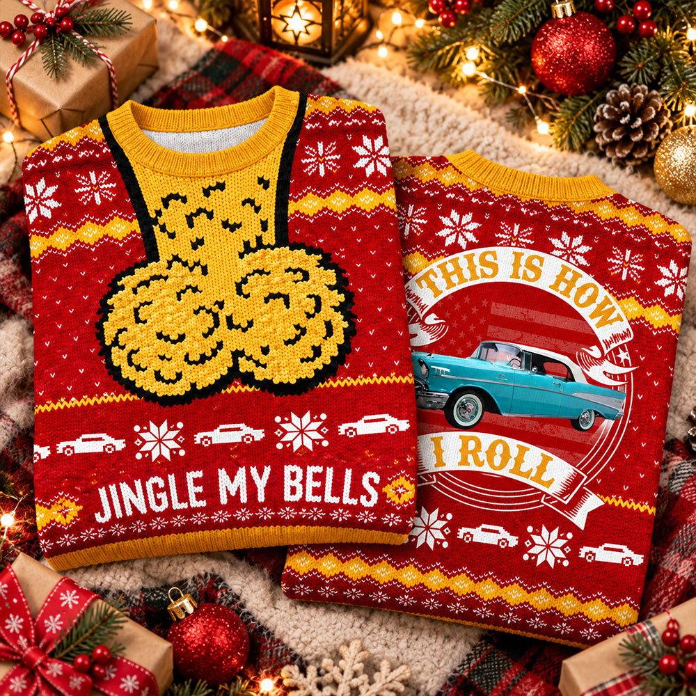 Jingle My Bells - This How I Roll -  Custom Photo Ugly Sweater - Gift for Car Lovers A2110 T24