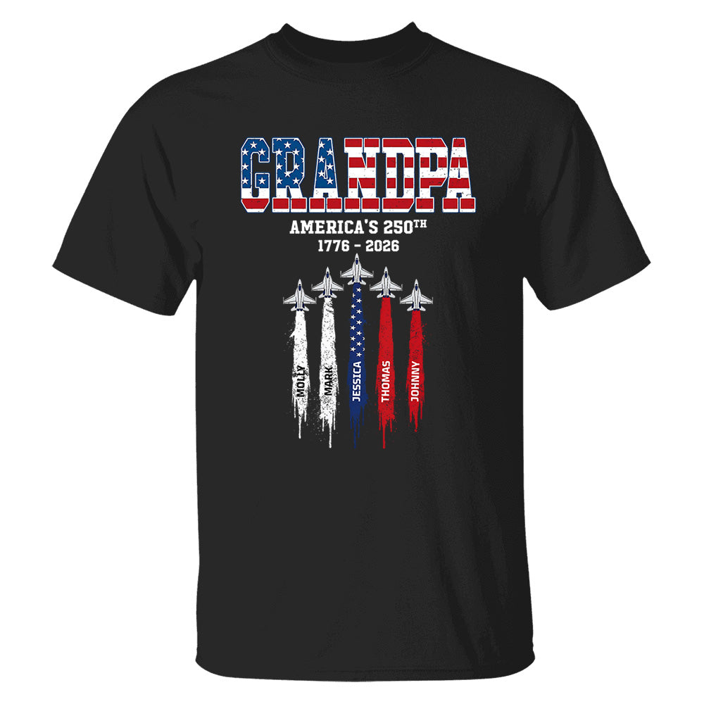 American Grandpa, Personalized Shirt Custom Kids Names Nation Flag American 250th Anniversary,  Father's Day Gift For Dad, Grandpa MI209 VH01