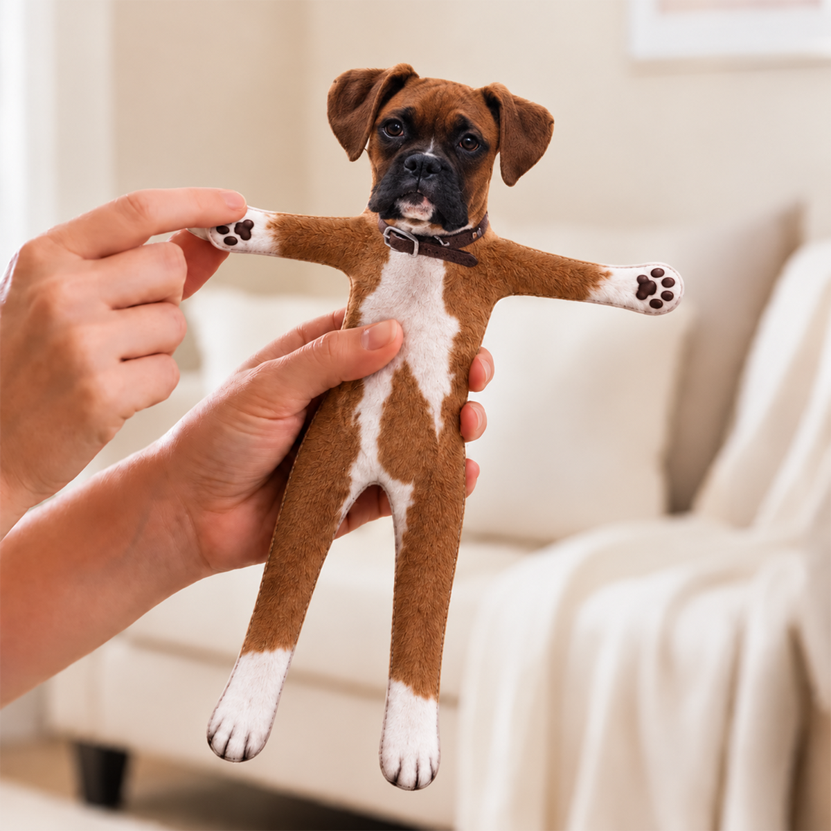 Personalized Boxer Photo Pet Squishy Toy Poseable Plush Doll, Funny Gift For Dog Mom, Dad, Pet Lover T1807 T24 TL06