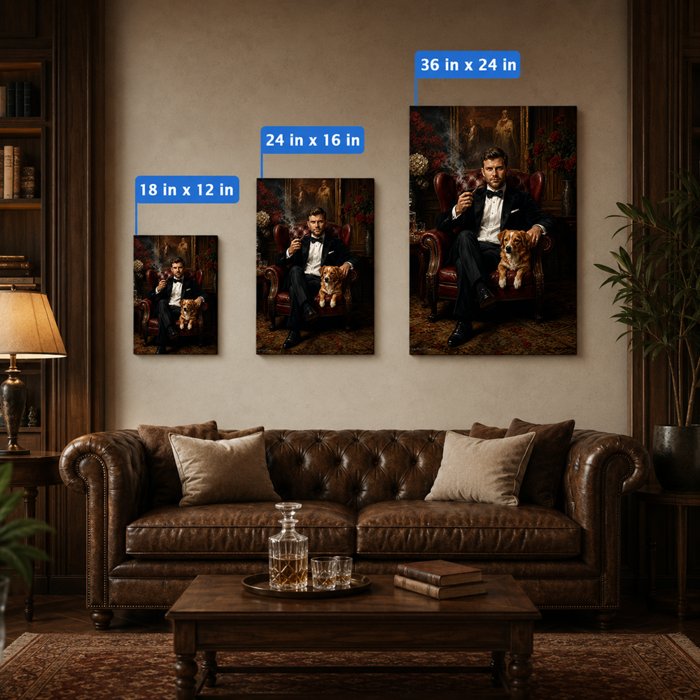 Personalized Dogfather Pet Portrait Canvas – Custom Upload Photo Dog Poster