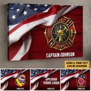 Personalized Canvas For Firefighter Custom Logo Thin Red Line Fireman K1702