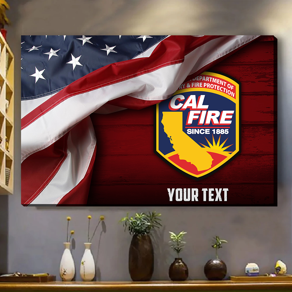 Personalized Canvas For Firefighter Custom Logo Thin Red Line Fireman K1702