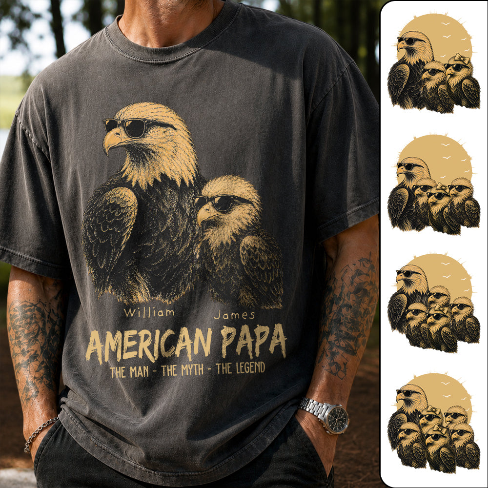 Eagle American Dad The Man The Myth The Legend, Personalized Funny Papa T-Shirt Father's Day, Cool Dad Eagle Tee, Gifts for Dad Husband MI209 VH01