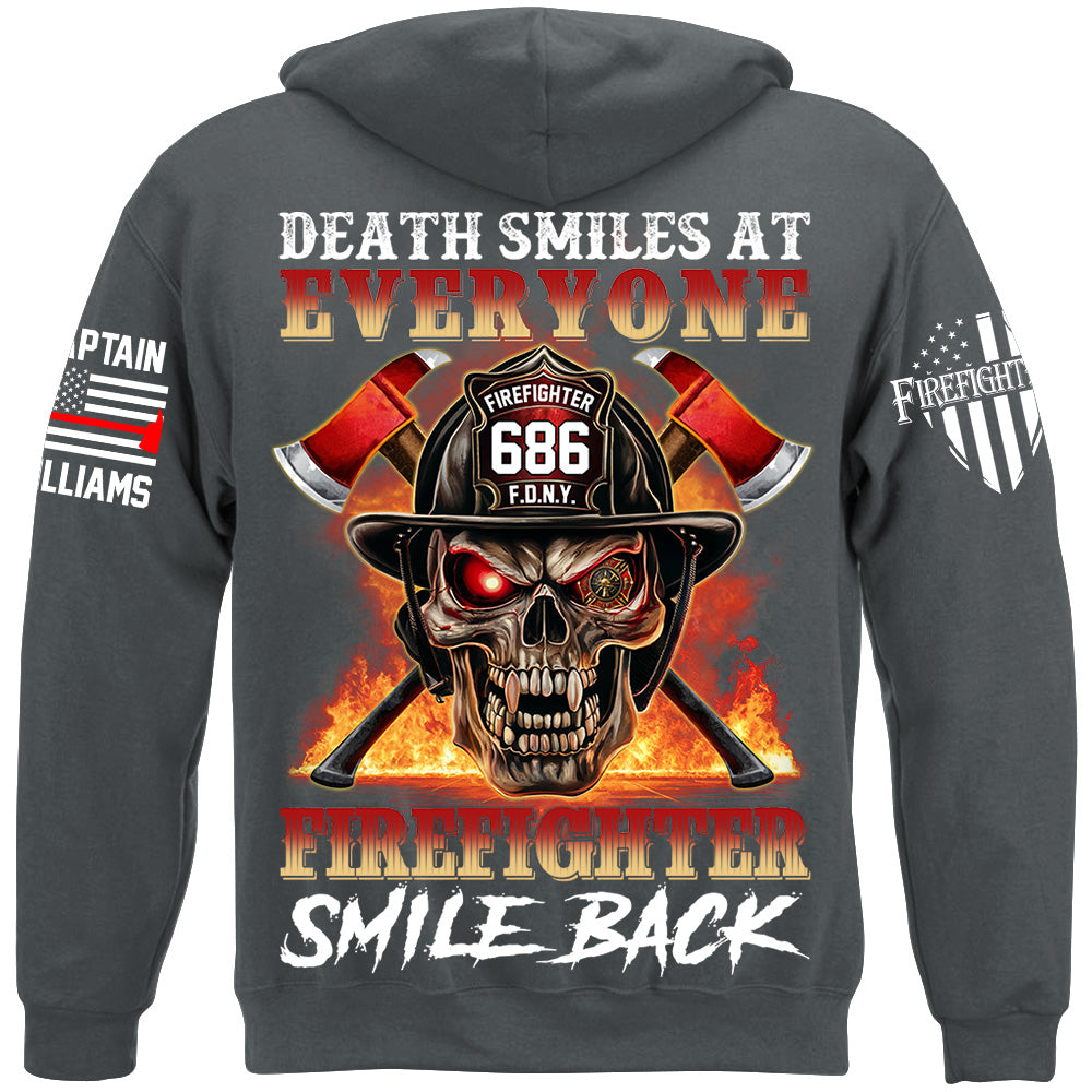 Death Smiles At Everyone Firefighter Smile Back Skull Shirt Gift For Firemen H2511 Trna