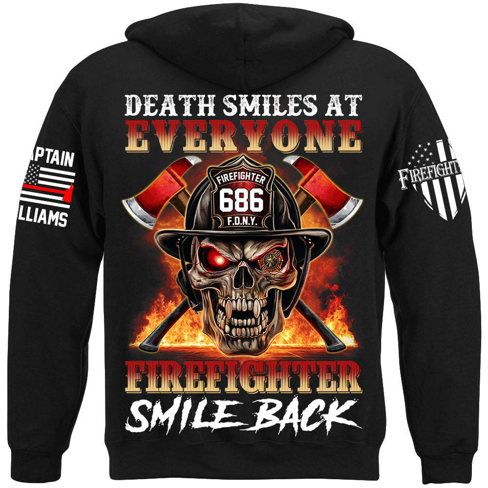 Death Smiles At Everyone Firefighter Smile Back Skull Shirt Gift For Firemen H2511 Trna