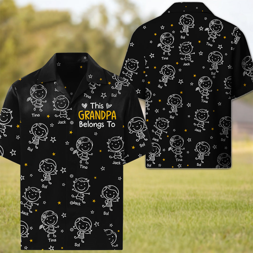 Personalized Grandpa Hawaiian Shirt, Papa Shirt With Grandkid Name, This Grandpa Belong To, Father's Day Gift, Grandpa Dad Birthday Giftt T24