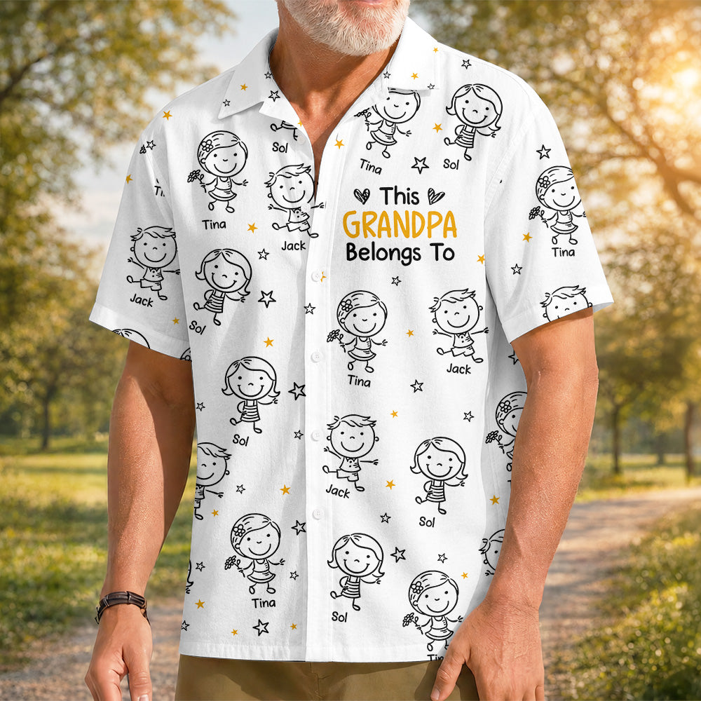 Personalized Grandpa Hawaiian Shirt, Papa Shirt With Grandkid Name, This Grandpa Belong To, Father's Day Gift, Grandpa Dad Birthday Giftt T24