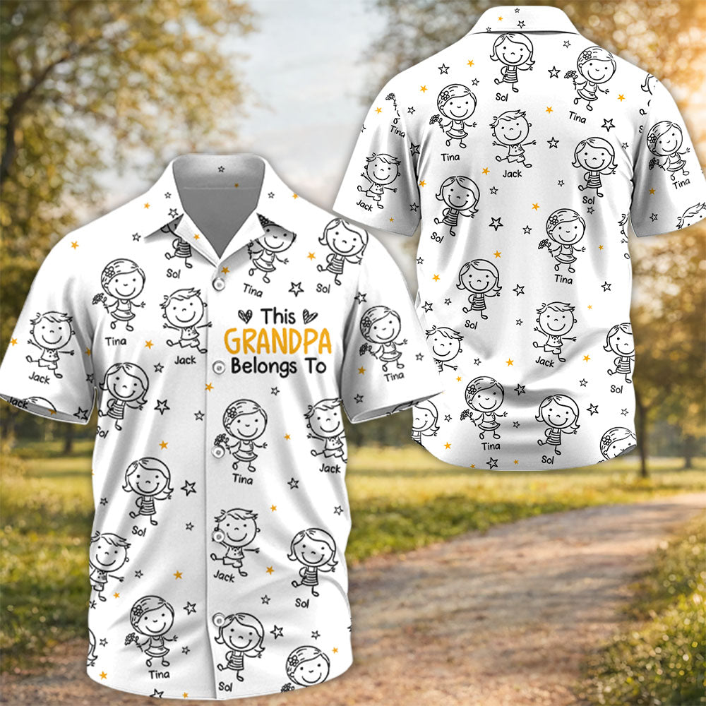 Personalized Grandpa Hawaiian Shirt, Papa Shirt With Grandkid Name, This Grandpa Belong To, Father's Day Gift, Grandpa Dad Birthday Giftt T24
