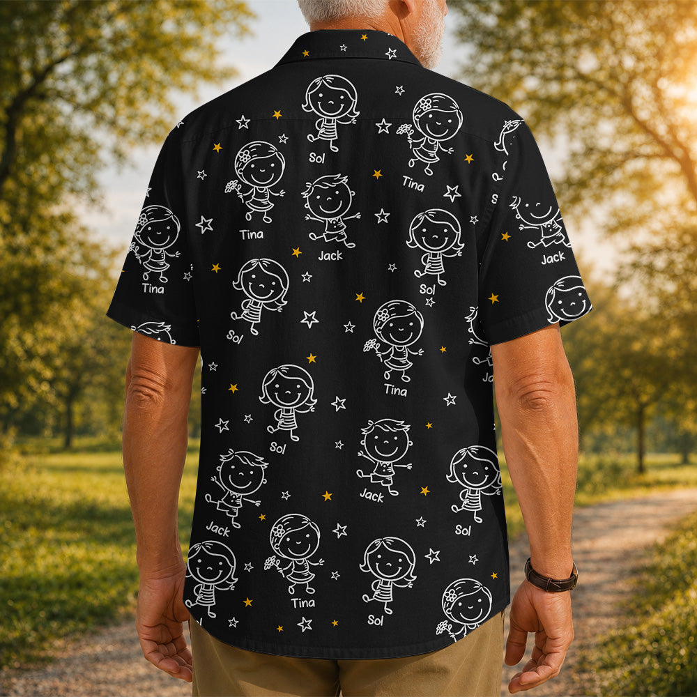 Personalized Grandpa Hawaiian Shirt, Papa Shirt With Grandkid Name, This Grandpa Belong To, Father's Day Gift, Grandpa Dad Birthday Giftt T24