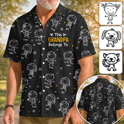 Personalized Grandpa Hawaiian Shirt, Papa Shirt With Grandkid Name, This Grandpa Belong To, Father's Day Gift, Grandpa Dad Birthday Giftt T24