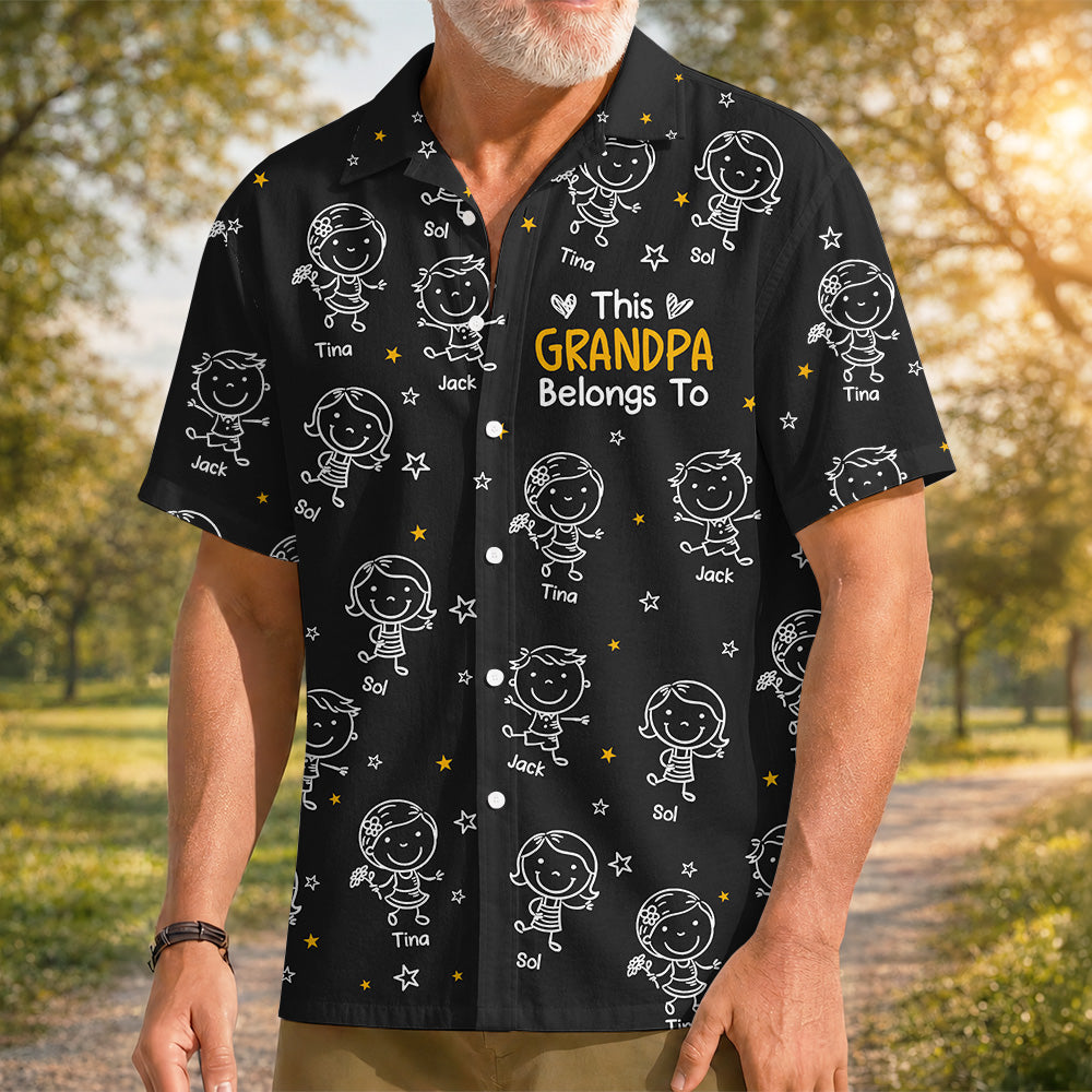 Personalized Grandpa Hawaiian Shirt, Papa Shirt With Grandkid Name, This Grandpa Belong To, Father's Day Gift, Grandpa Dad Birthday Giftt T24