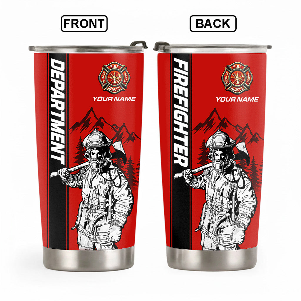 Personalized Tumbler For Firefighter, Custom Logo Name Department Tumbler, Gift For Firefighter, For Father's Day T1807 Hv01