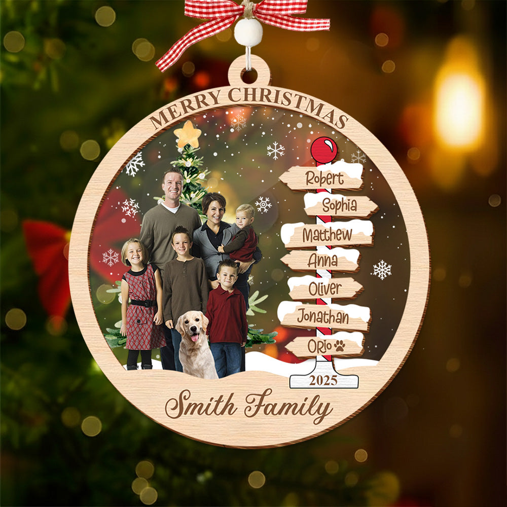 Custom Photo Family & Name Christmas Tree Ornaments Personalized Gift For Family 2 Layers Ornament - Christmas Tree Ornament Family Names 2025 Tu24 Do99