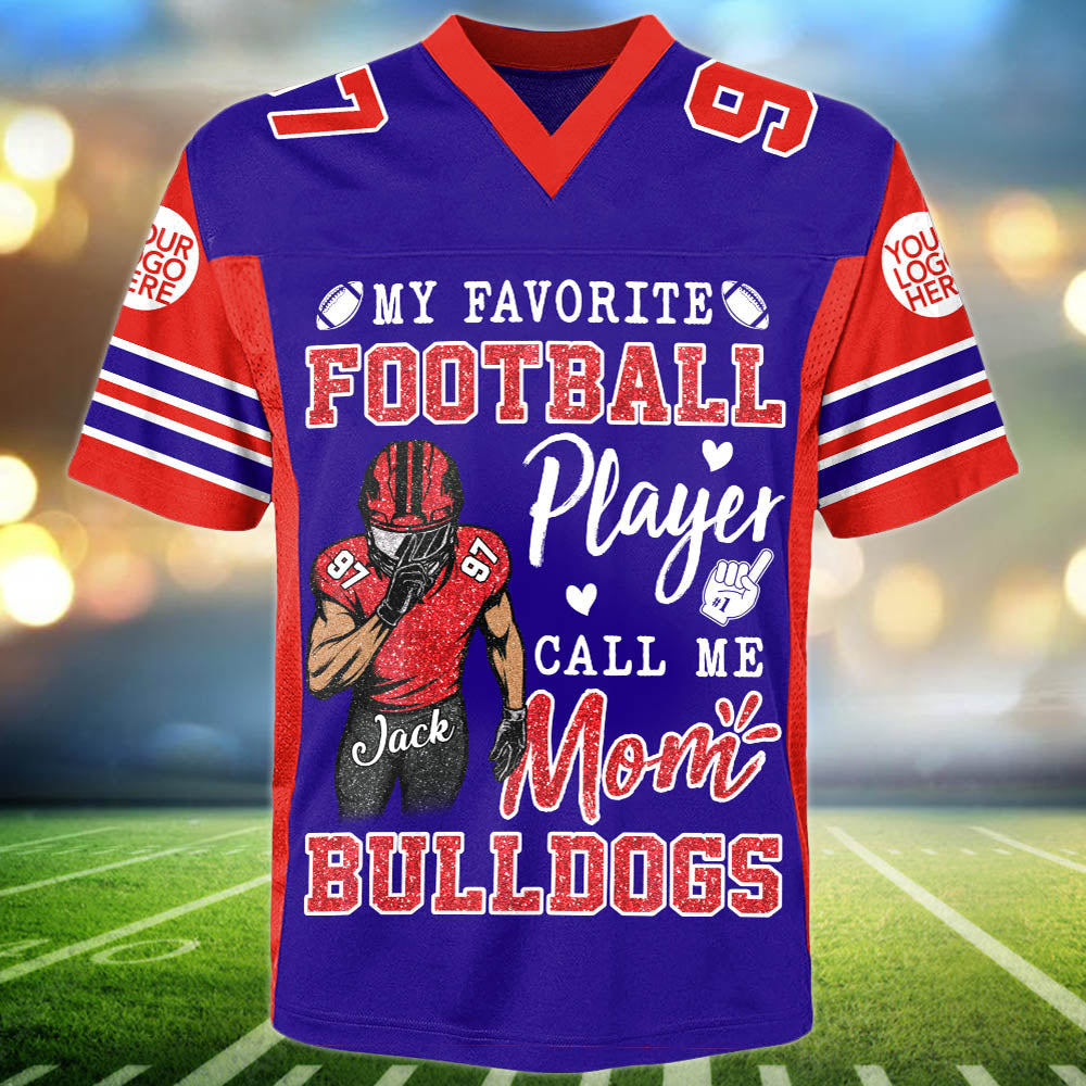 My Favorite Football Player Calls Me Mom Personalized Football Jersey Gift Football Mom Gameday Tu24 PT99