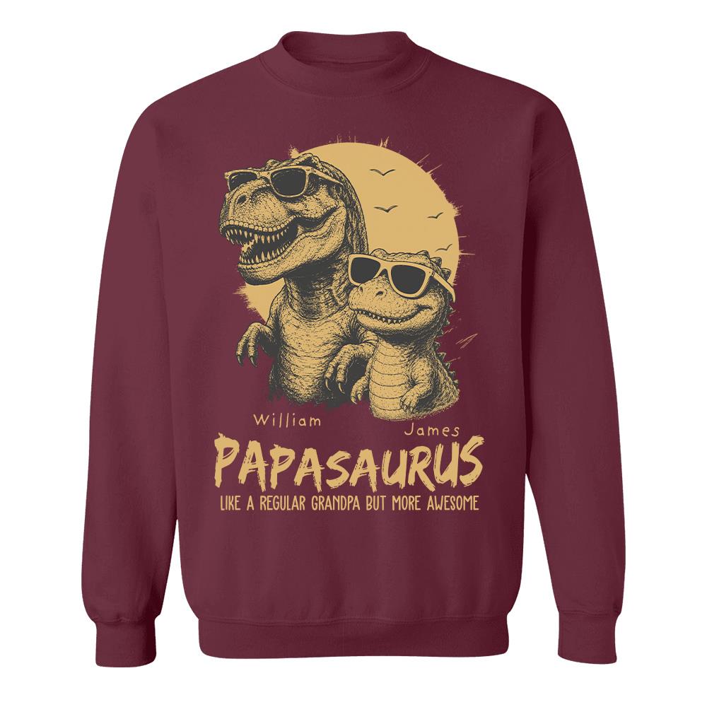Personalized Grandpasaurus Shirt with Custom Kids Names, Funny Grandpa Family T Shirt for Papa Daddy, Father's Day Birthday Gift Hv01