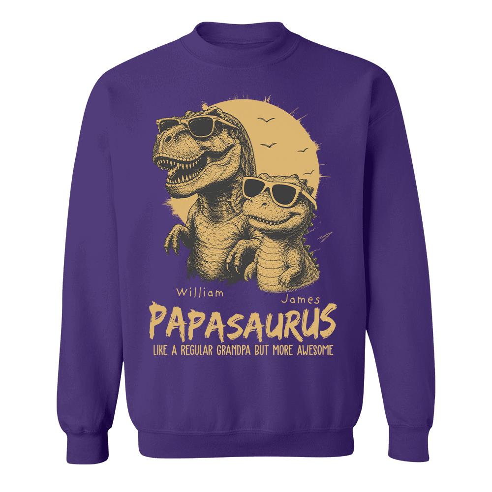 Personalized Grandpasaurus Shirt with Custom Kids Names, Funny Grandpa Family T Shirt for Papa Daddy, Father's Day Birthday Gift Hv01
