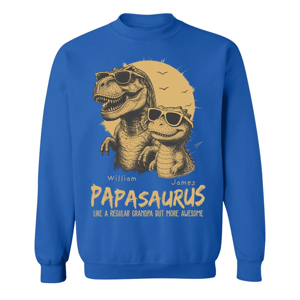 Personalized Grandpasaurus Shirt with Custom Kids Names, Funny Grandpa Family T Shirt for Papa Daddy, Father's Day Birthday Gift Hv01