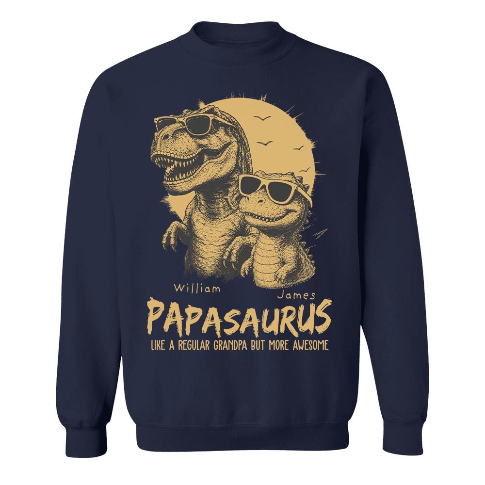 Personalized Grandpasaurus Shirt with Custom Kids Names, Funny Grandpa Family T Shirt for Papa Daddy, Father's Day Birthday Gift Hv01