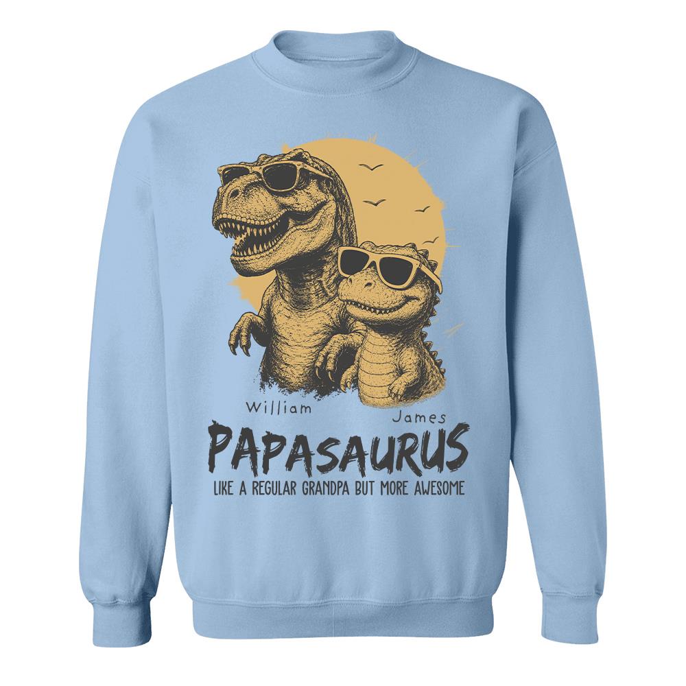 Personalized Grandpasaurus Shirt with Custom Kids Names, Funny Grandpa Family T Shirt for Papa Daddy, Father's Day Birthday Gift Hv01
