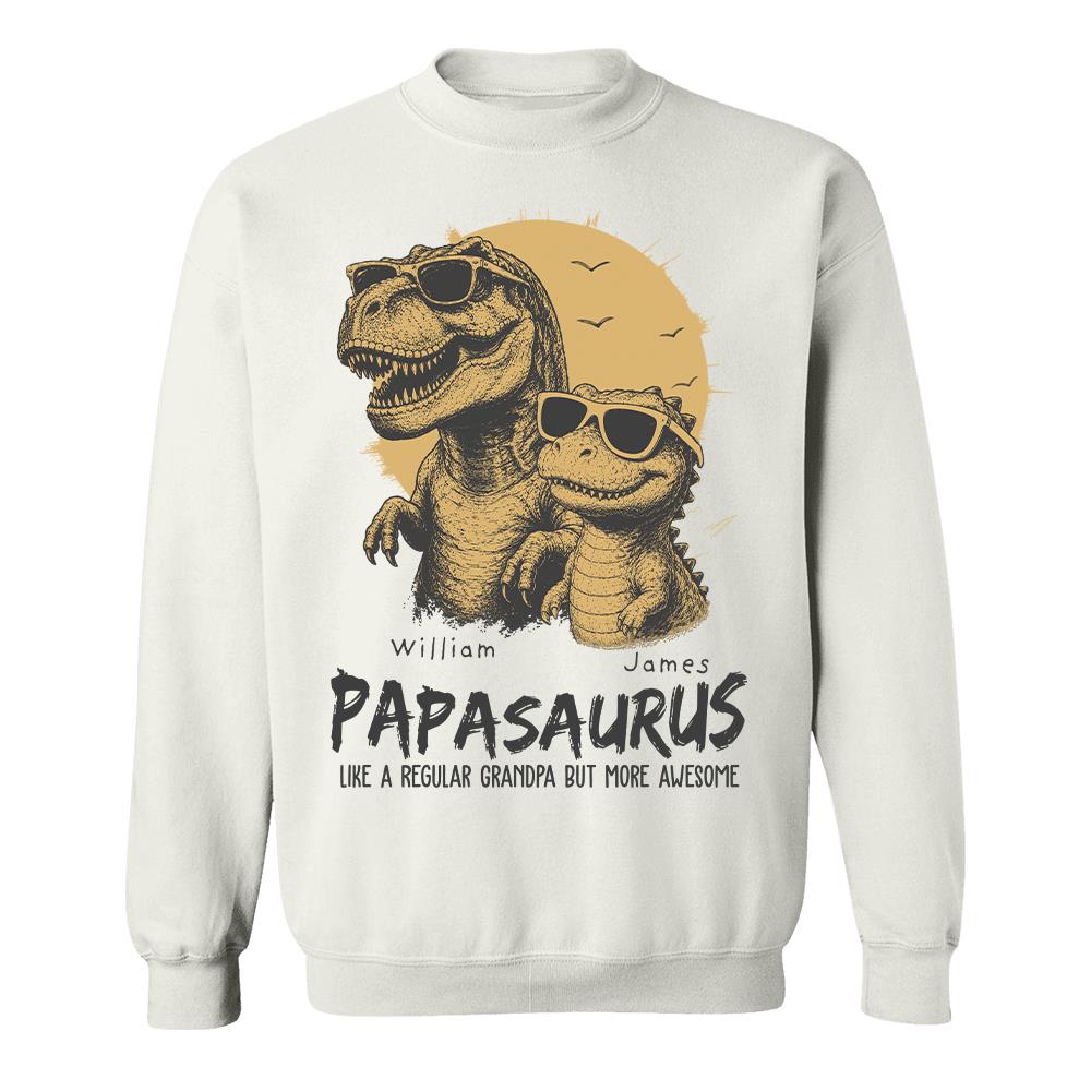 Personalized Grandpasaurus Shirt with Custom Kids Names, Funny Grandpa Family T Shirt for Papa Daddy, Father's Day Birthday Gift Hv01