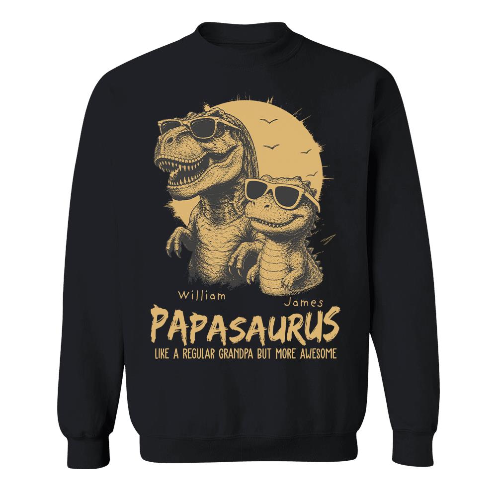Personalized Grandpasaurus Shirt with Custom Kids Names, Funny Grandpa Family T Shirt for Papa Daddy, Father's Day Birthday Gift Hv01