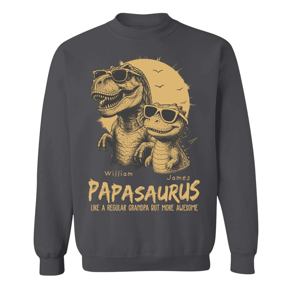 Personalized Grandpasaurus Shirt with Custom Kids Names, Funny Grandpa Family T Shirt for Papa Daddy, Father's Day Birthday Gift Hv01