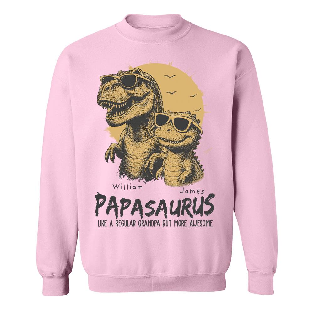 Personalized Grandpasaurus Shirt with Custom Kids Names, Funny Grandpa Family T Shirt for Papa Daddy, Father's Day Birthday Gift Hv01