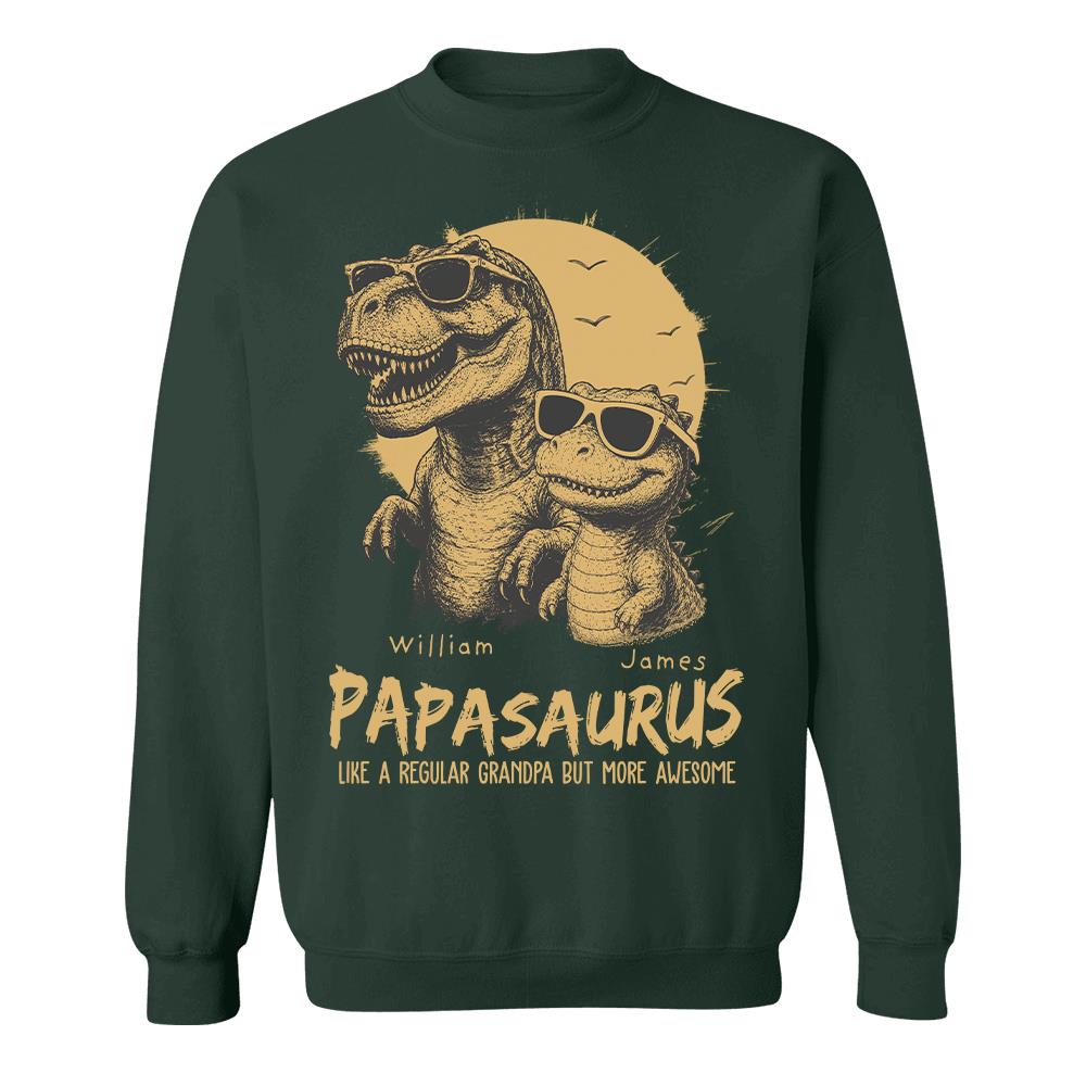 Personalized Grandpasaurus Shirt with Custom Kids Names, Funny Grandpa Family T Shirt for Papa Daddy, Father's Day Birthday Gift Hv01
