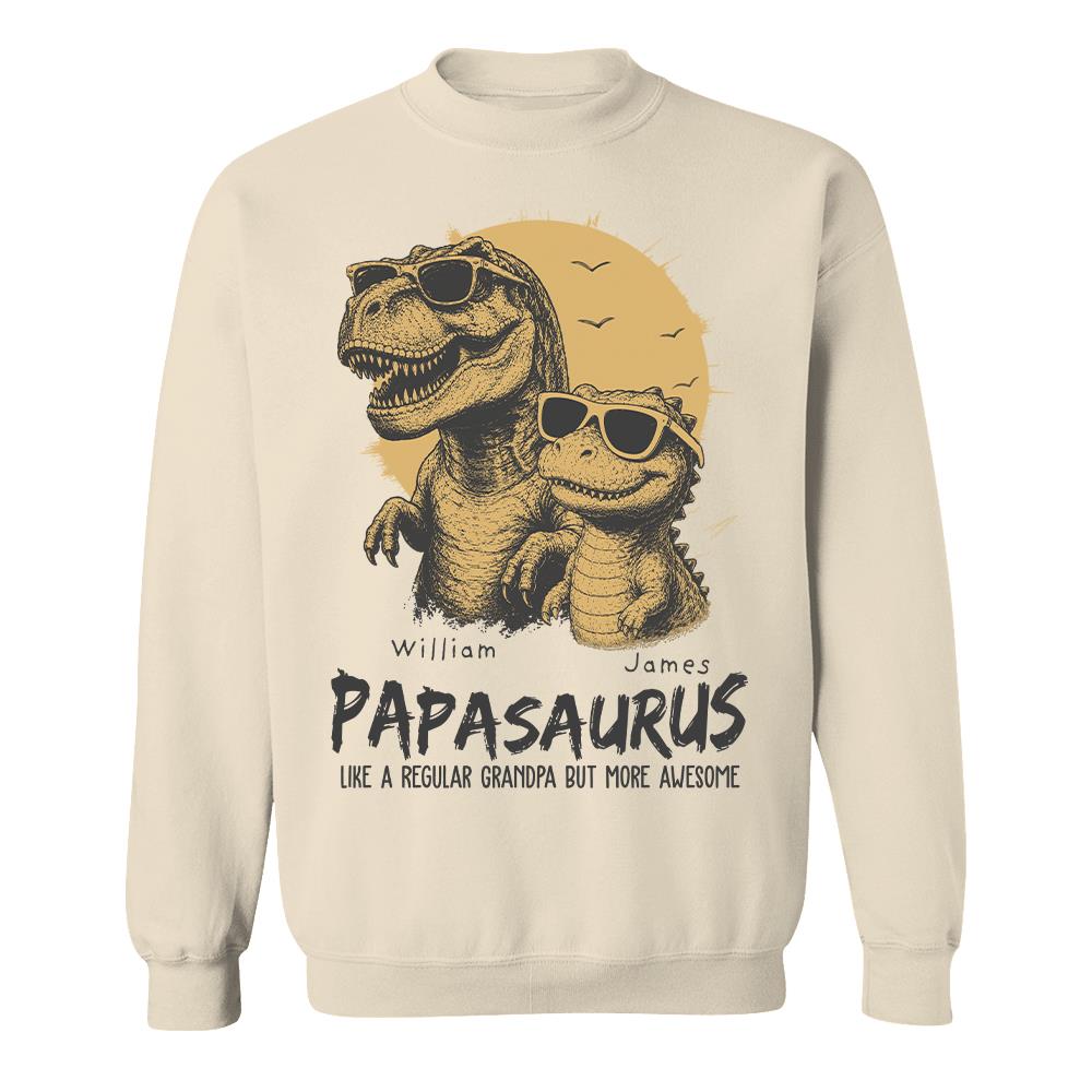 Personalized Grandpasaurus Shirt with Custom Kids Names, Funny Grandpa Family T Shirt for Papa Daddy, Father's Day Birthday Gift Hv01
