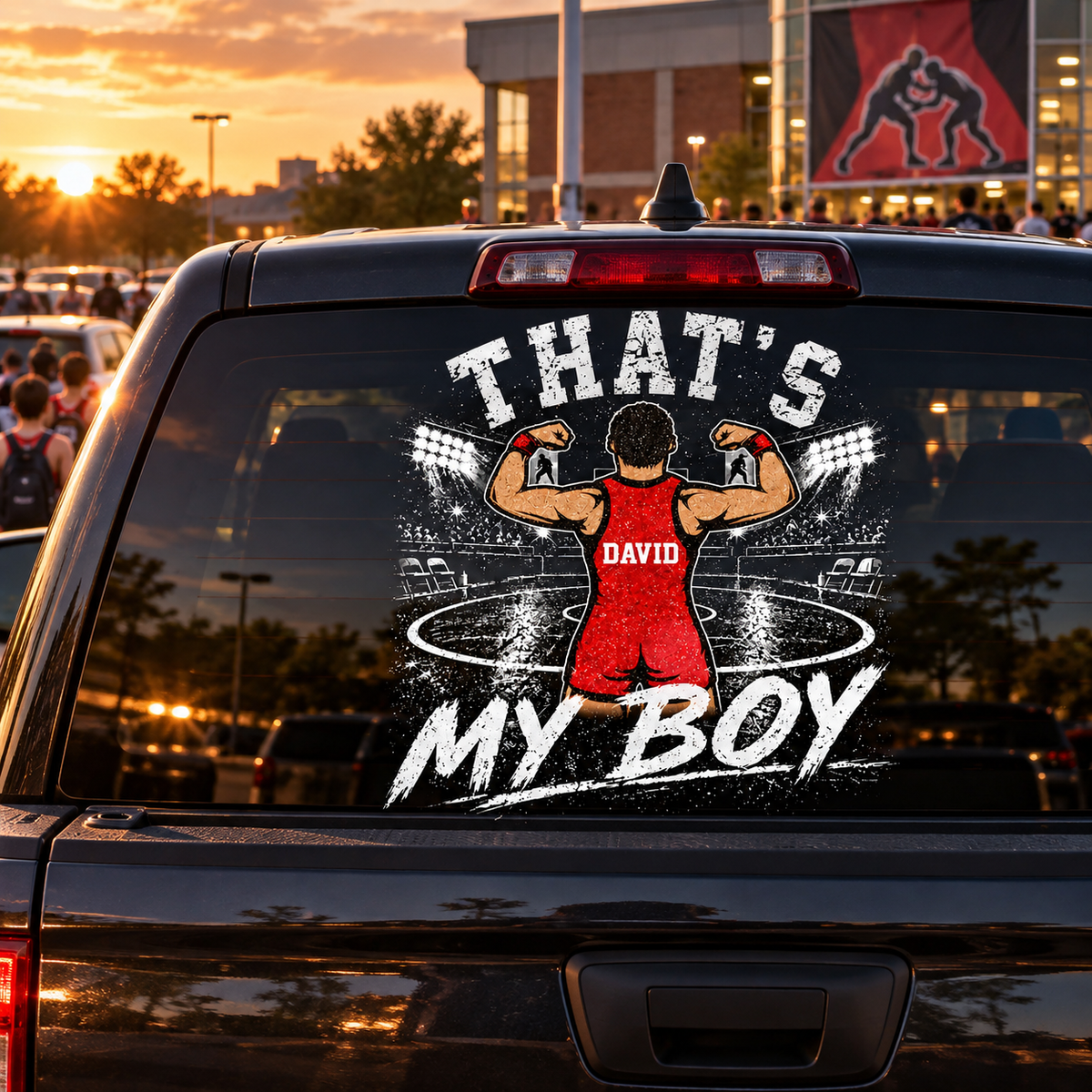 Personalized That's My Boy Wrestling Car Decal, Custom Wrestling Player Name & Number Sticker, Gift for Sports Moms and Dads T1807 T24