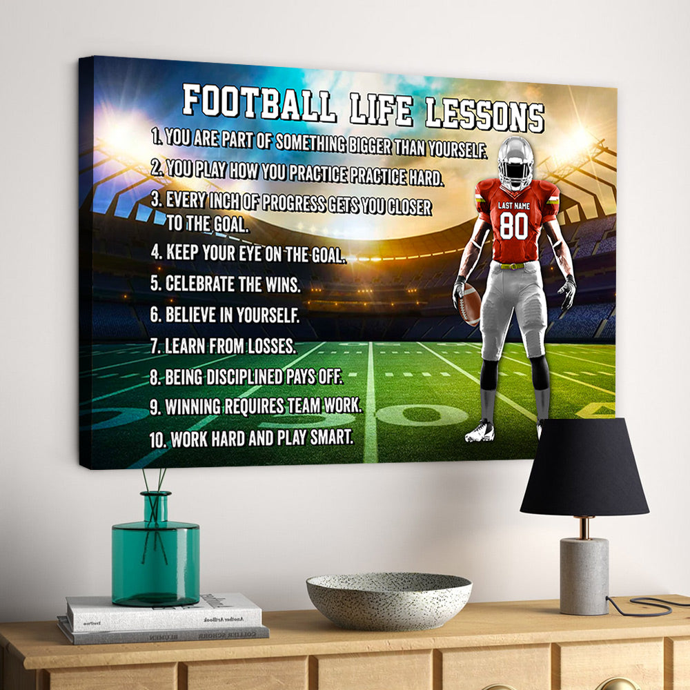 Football Life Lessons Custom Poster Canvas Gift For Football Player - Personalized Gifts For Football Lovers K1702