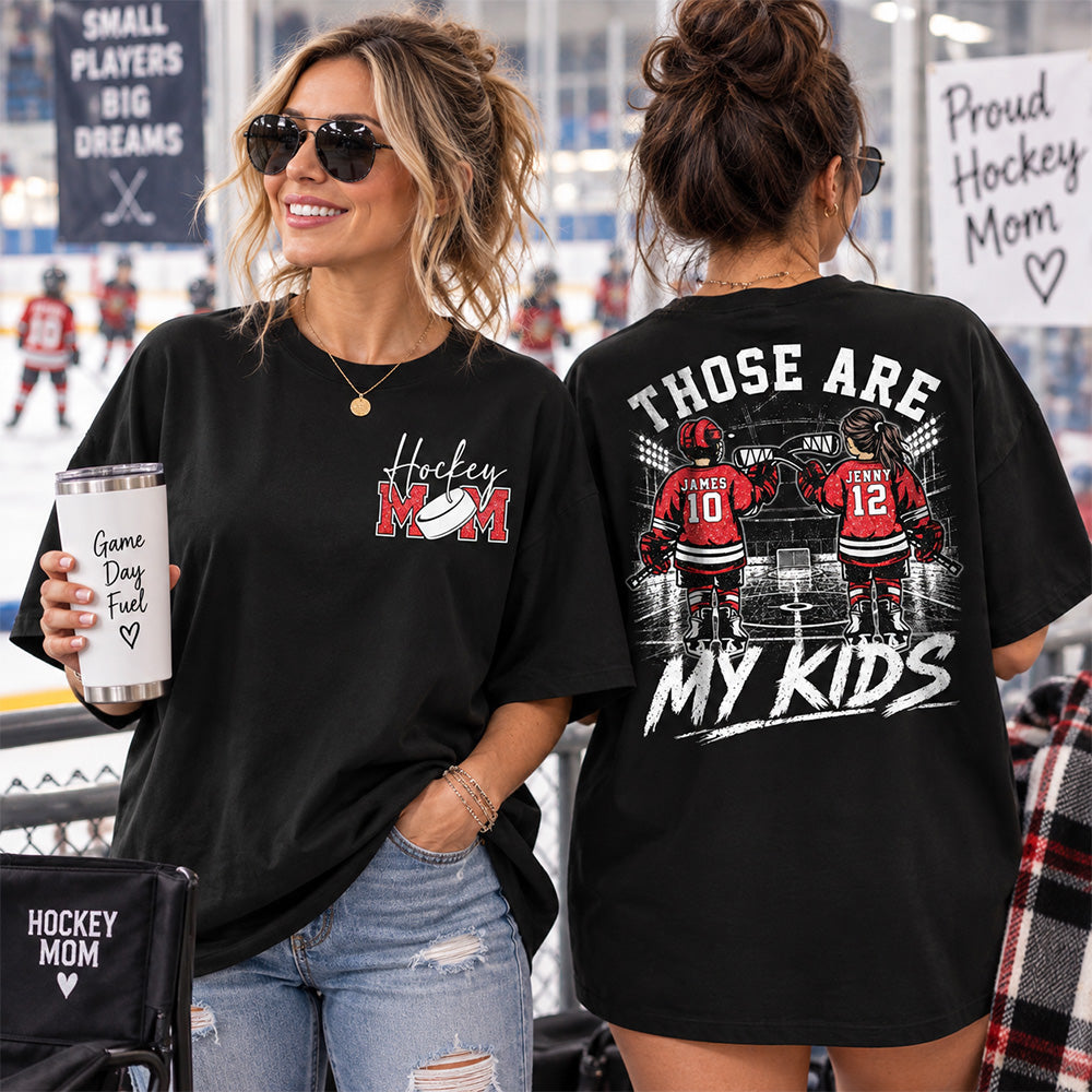 Personalized  Ice Hockey Mom Shirt, Custom Those Are My Boys T-Shirt, Team Name & Player Number Tee, Ice Hockey Mom Gift Na02 Hv01