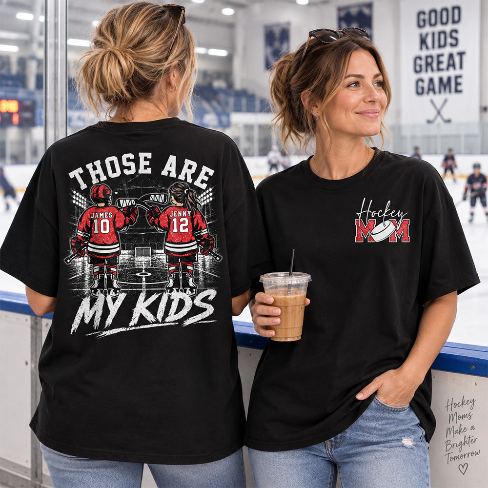 Personalized  Ice Hockey Mom Shirt, Custom Those Are My Boys T-Shirt, Team Name & Player Number Tee, Ice Hockey Mom Gift Na02 Hv01