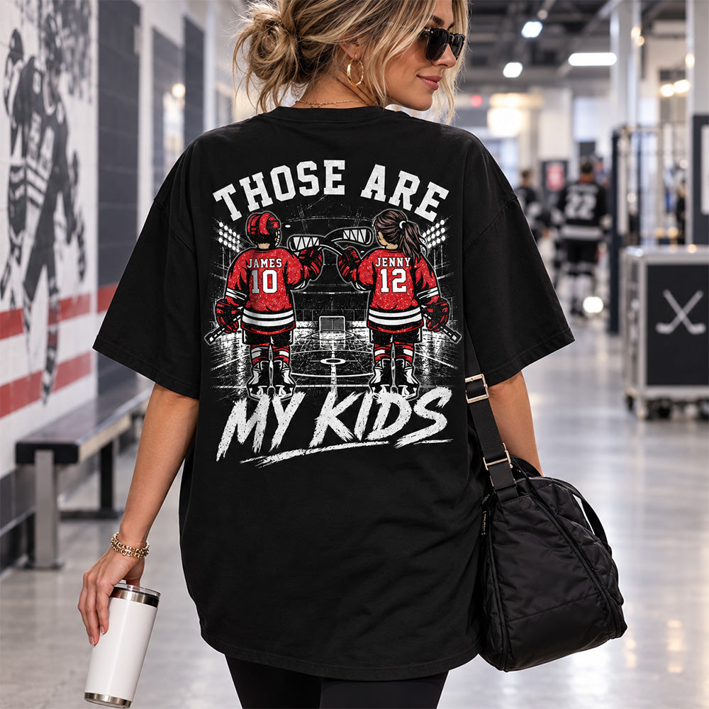 Personalized  Ice Hockey Mom Shirt, Custom Those Are My Boys T-Shirt, Team Name & Player Number Tee, Ice Hockey Mom Gift Na02 Hv01
