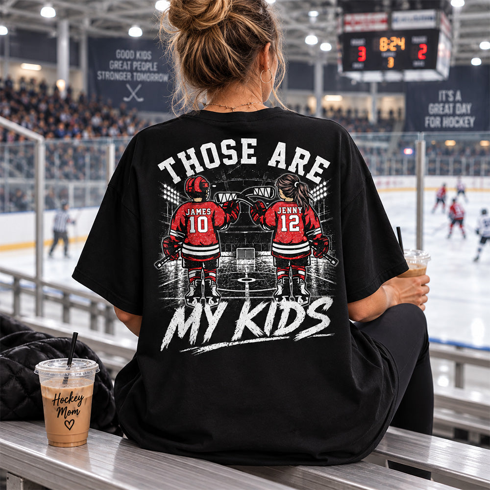 Personalized  Ice Hockey Mom Shirt, Custom Those Are My Boys T-Shirt, Team Name & Player Number Tee, Ice Hockey Mom Gift Na02 Hv01