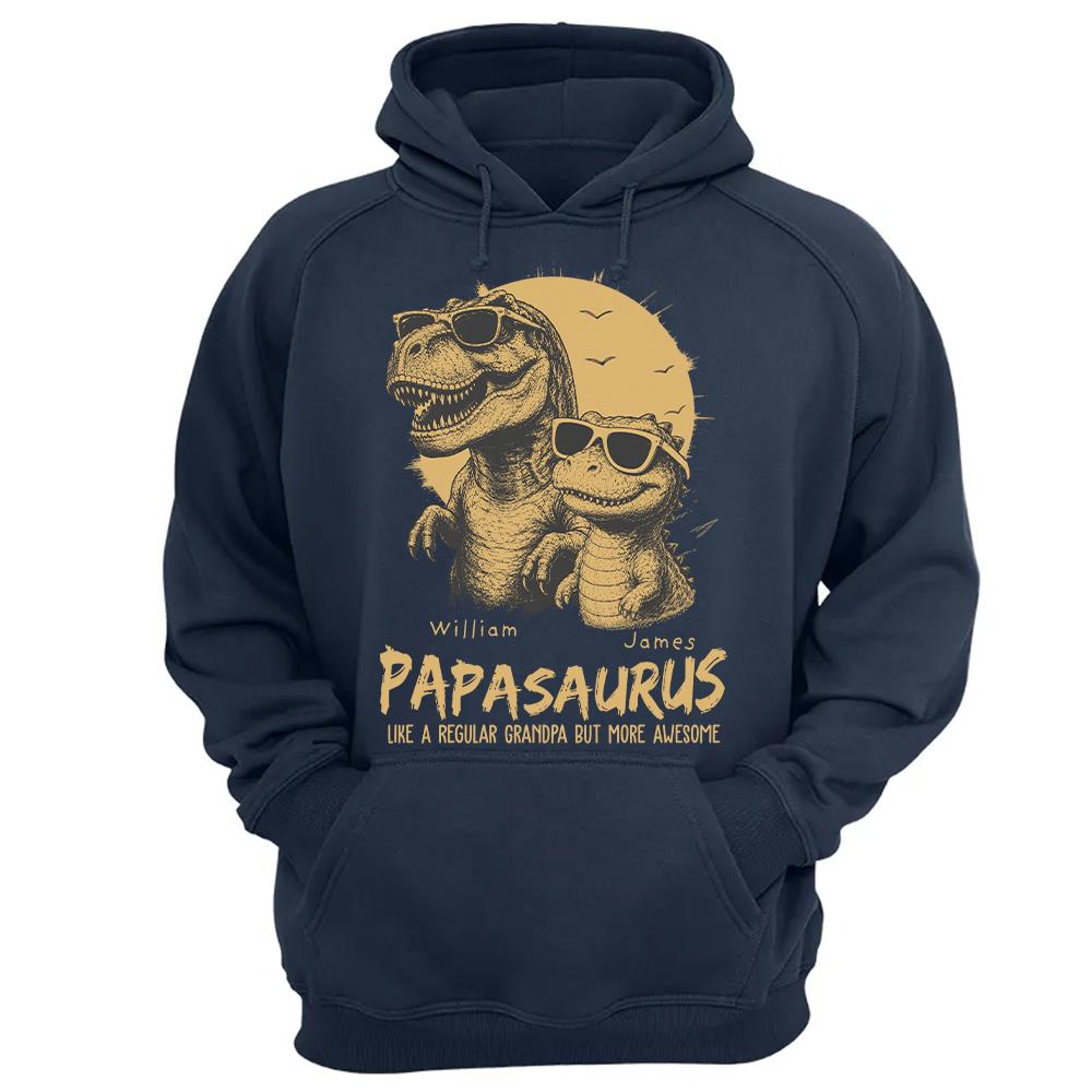 Personalized Grandpasaurus Shirt with Custom Kids Names, Funny Grandpa Family T Shirt for Papa Daddy, Father's Day Birthday Gift Hv01