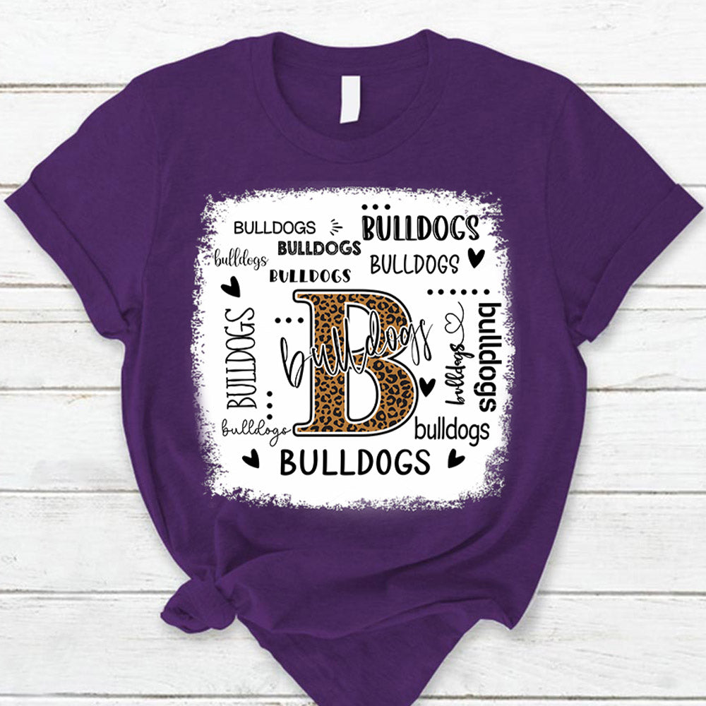 Personalized Bulldogs Leopard Custom Name T-Shirt Teacher Appreciation Gift Ph99 Nh00