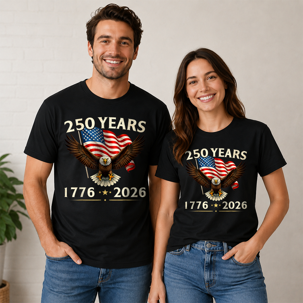 USA 250th Anniversary Eagle T-Shirt, Patriotic 1776-2026 4th of July Tee Hv01