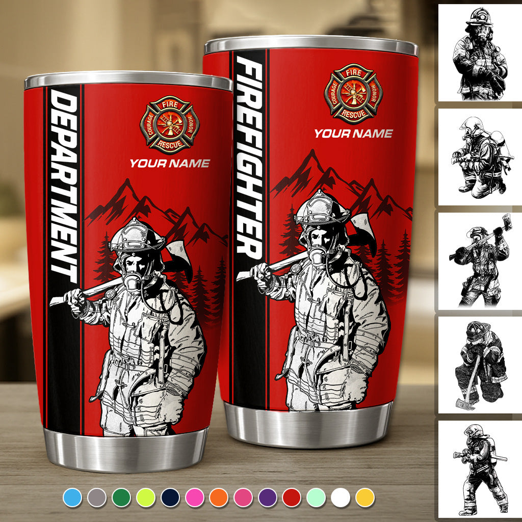 Personalized Tumbler For Firefighter, Custom Logo Name Department Tumbler, Gift For Firefighter, For Father's Day T1807 Hv01