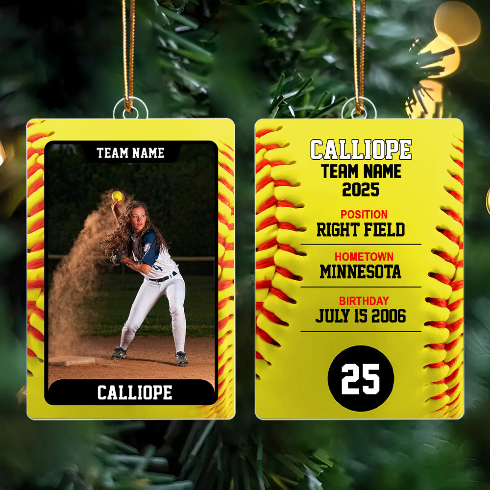 Softball Card - Personalized Acrylic Ornament - Custom Photo Gift For Softball Player T1807 Th23